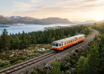 O trem sueco que leva você por 1.300 quilômetros de florestas árticas com renas e alces do lado de fora da janela