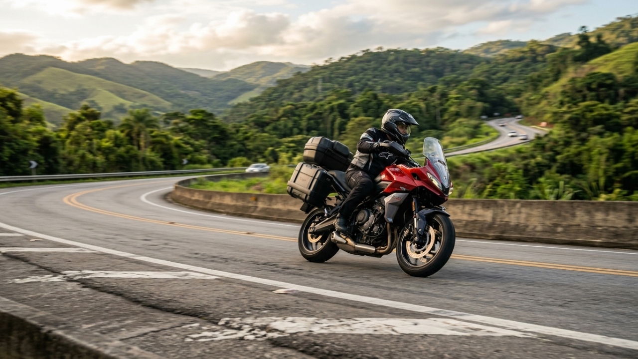 A máquina de três cilindros com agilidade de moto urbana e conforto de estradeira por um preço competitivo