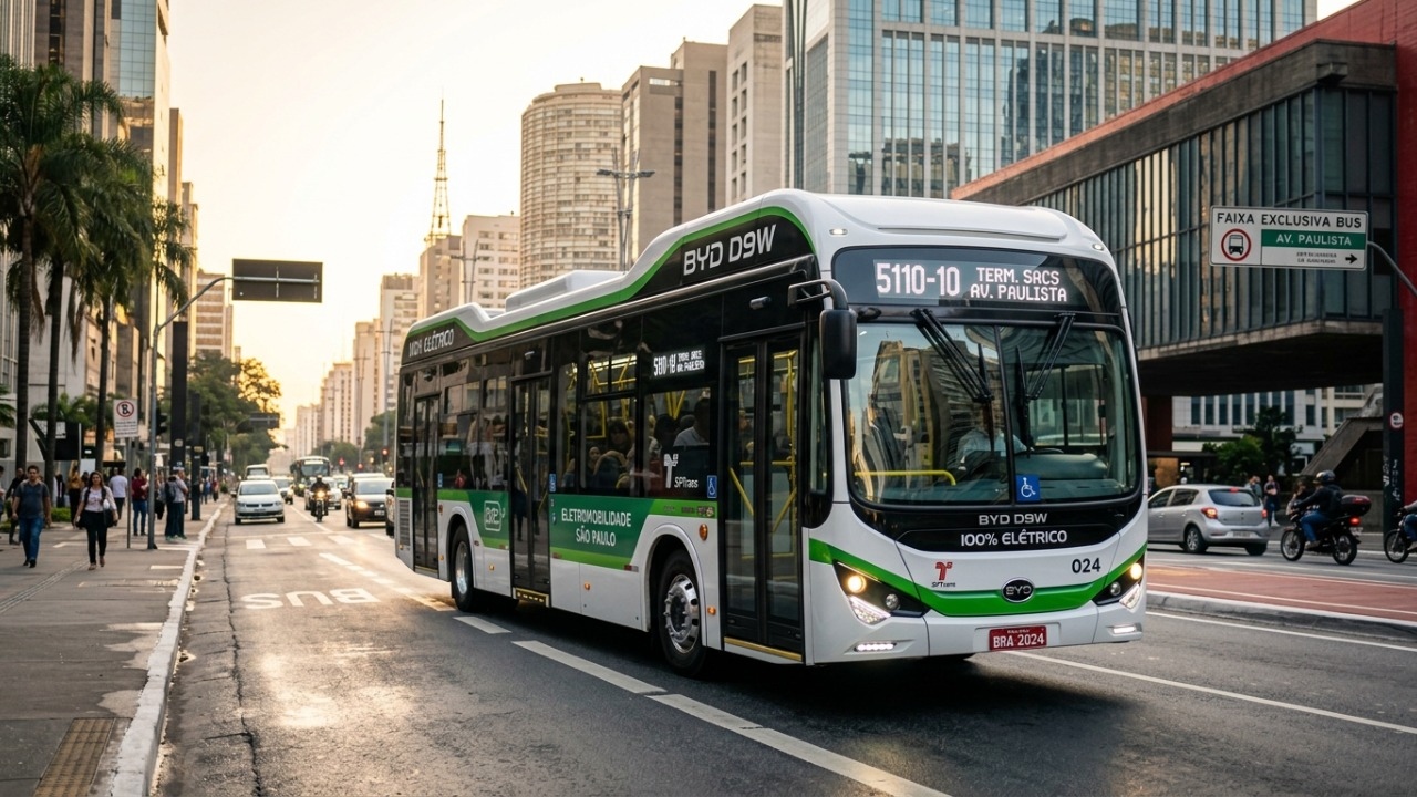 O ônibus elétrico que roda em silêncio e promete cortar diesel, fumaça e barulho nas grandes cidades