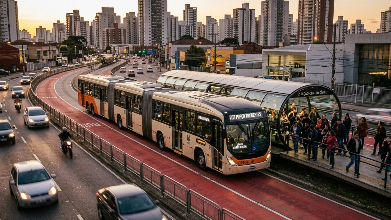 O ônibus articulado de quase 23 metros que transporta multidões e funciona como metrô sobre pneus