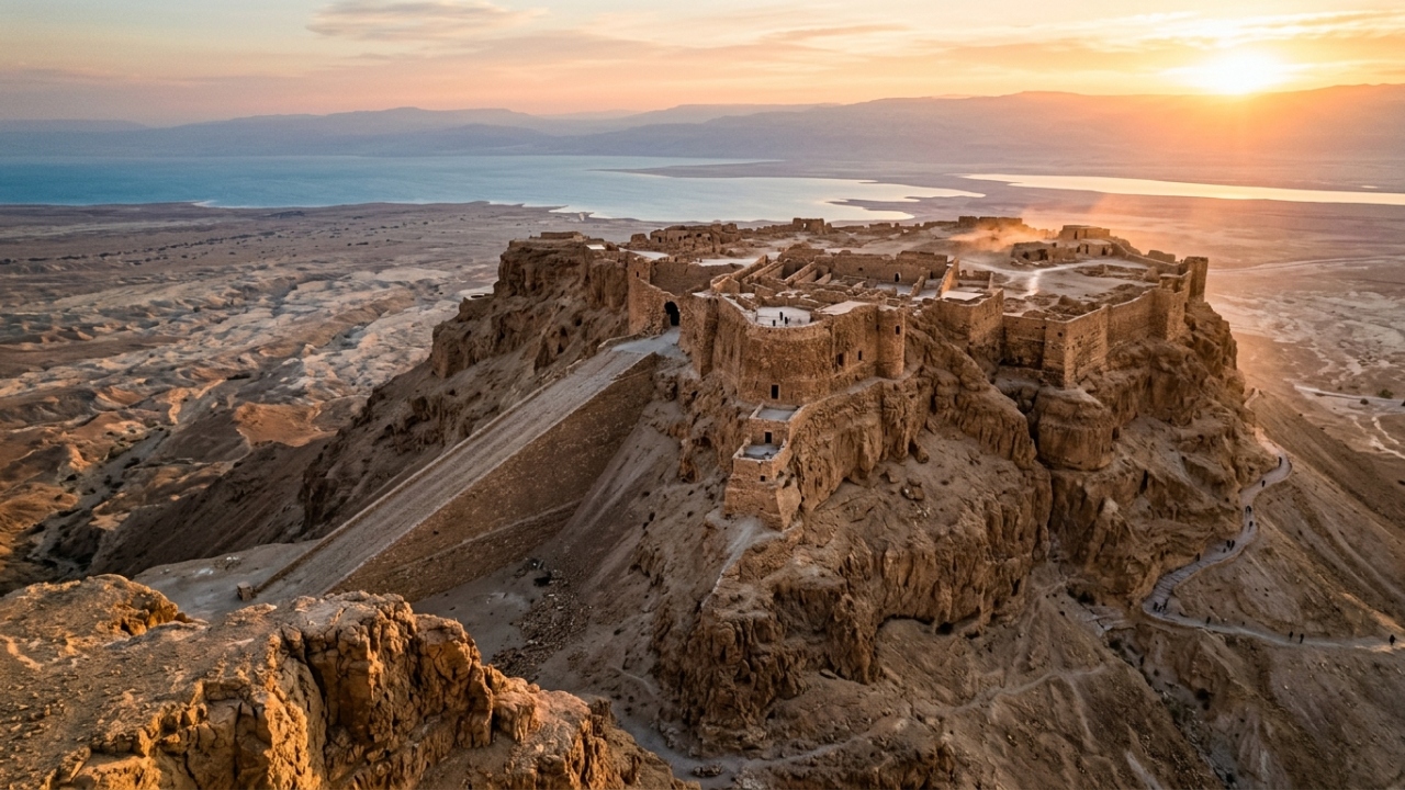 Localizada no deserto com muralhas de 1.400 metros de extensão, a fortaleza de Masada protegeu o último reduto rebelde contra Roma