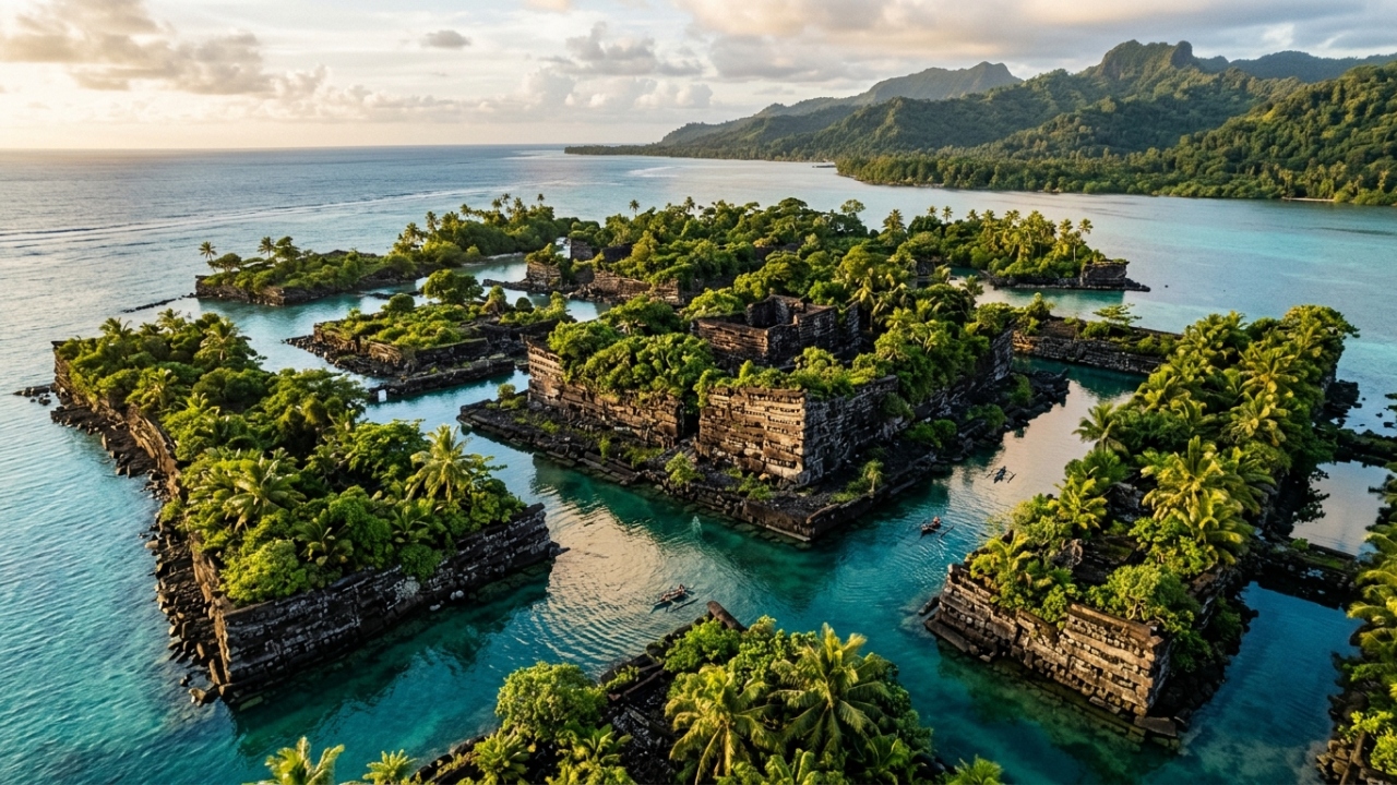 Cidade flutuante construída com 750 mil toneladas de colunas de basalto sobre recifes revela engenharia de civilização que movia blocos de cinco toneladas pelo oceano