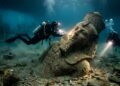 Mergulhadores localizam estátua gigante de deusa egípcia em porto submerso que desapareceu no Mediterrâneo há mais de mil anos