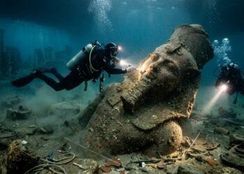 Mergulhadores localizam estátua gigante de deusa egípcia em porto submerso que desapareceu no Mediterrâneo há mais de mil anos