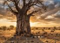 Como gigantescas caixas d'água vivas, os baobás armazenam 120 mil litros de água em seus troncos enormes para sobreviver à seca africana