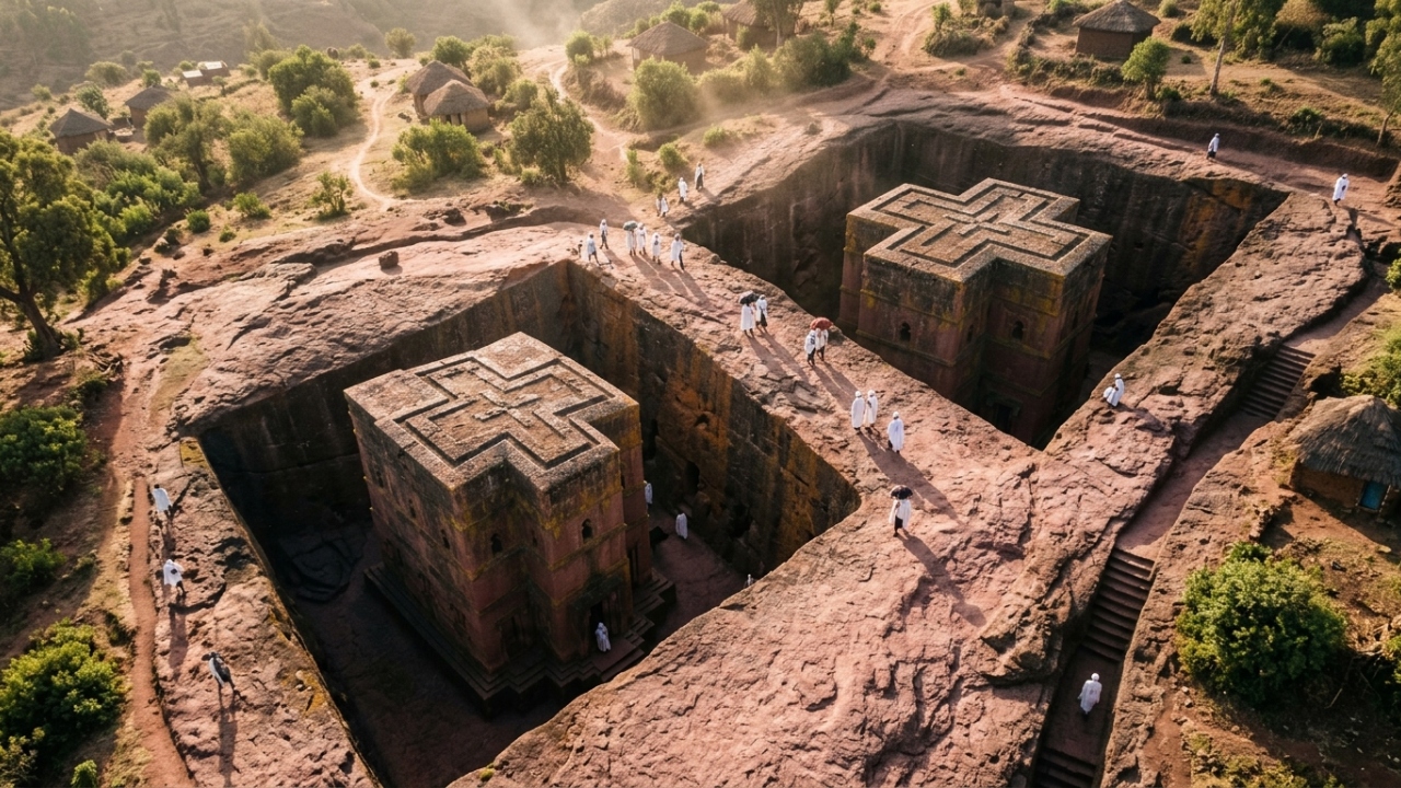 As 11 igrejas africanas escavadas diretamente no solo rochoso há 800 anos que não possuem um único tijolo na estrutura