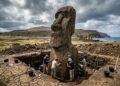 Estátua Moai de 80 toneladas encontrada em leito de lago seco revela segredos sobre o transporte de blocos monumentais por uma civilização isolada sem o uso de rodas ou cavalos