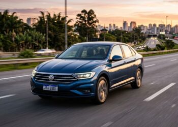 Com motor 1.4 turbo de 150 cavalos, o sedan Jetta 250 TSI combina eficiência alemã e performance em um traçado esportivo