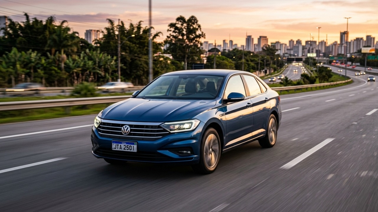 Com motor 1.4 turbo de 150 cavalos, o sedan Jetta 250 TSI combina eficiência alemã e performance em um traçado esportivo