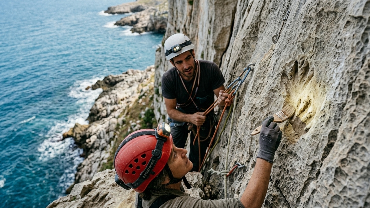 Alpinistas encontram acidentalmente na Itália um conjunto inacreditável de evidências de um pisoteio de tartarugas marinhas de 80 milhões de anos em um paredão rochoso com vista para o mar Adriático