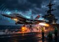O caça EA-18G Growler usa sensores de banda larga para neutralizar radares inimigos e é a arma eletrônica mais temida da marinha dos EUA
