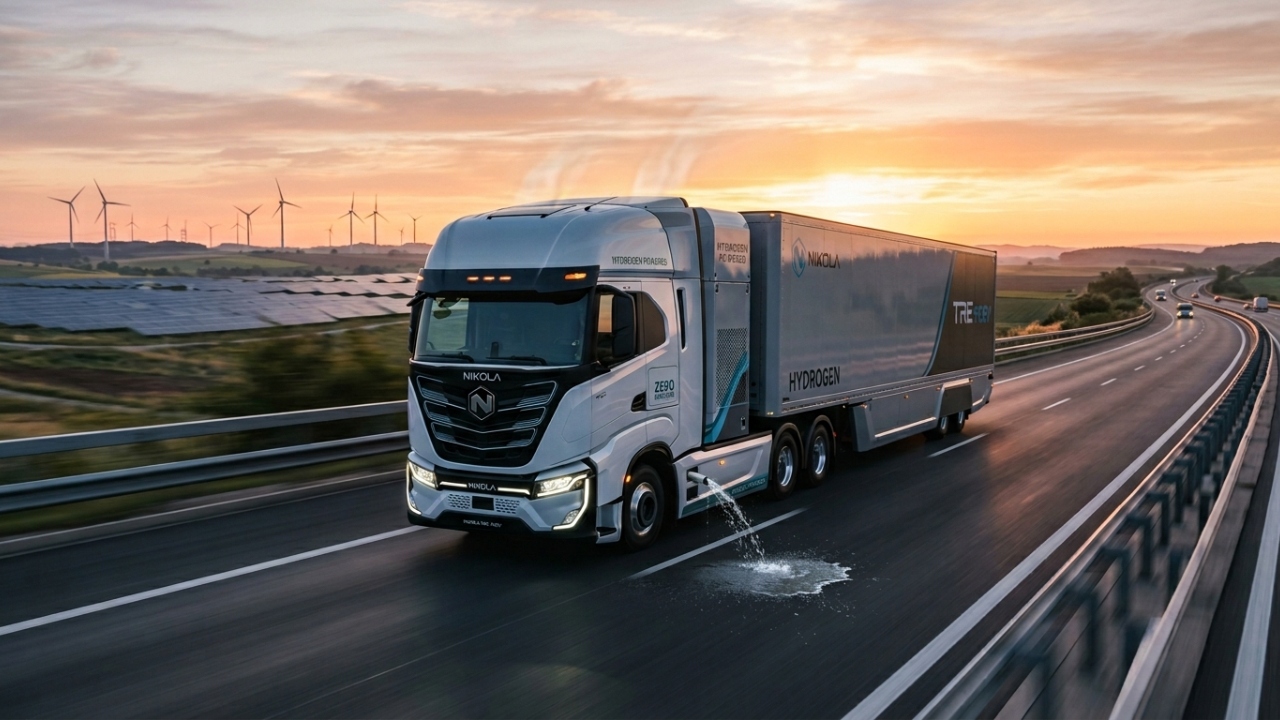 Movido a hidrogênio o Nikola Tre FCEV possui autonomia de 800 km e sistema de purificação avançado que emite apenas vapor de água pelo escapamento