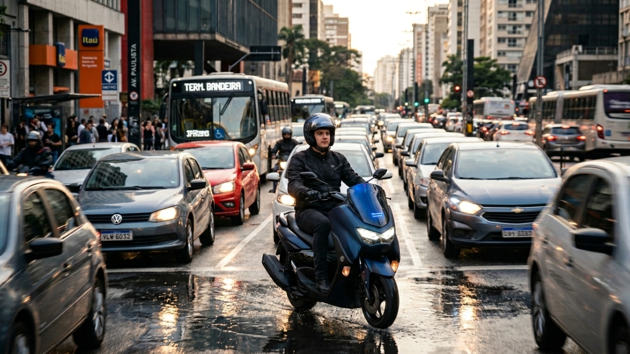 Scooter automática com tecnologia de cidade grande transforma o trânsito pesado em argumento para trocar a moto comum