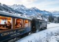 Com uma rota de 80 km pelos Alpes suíços, o Trem do Chocolate oferece uma experiência gastronômica clássica em vagões históricos e modernos