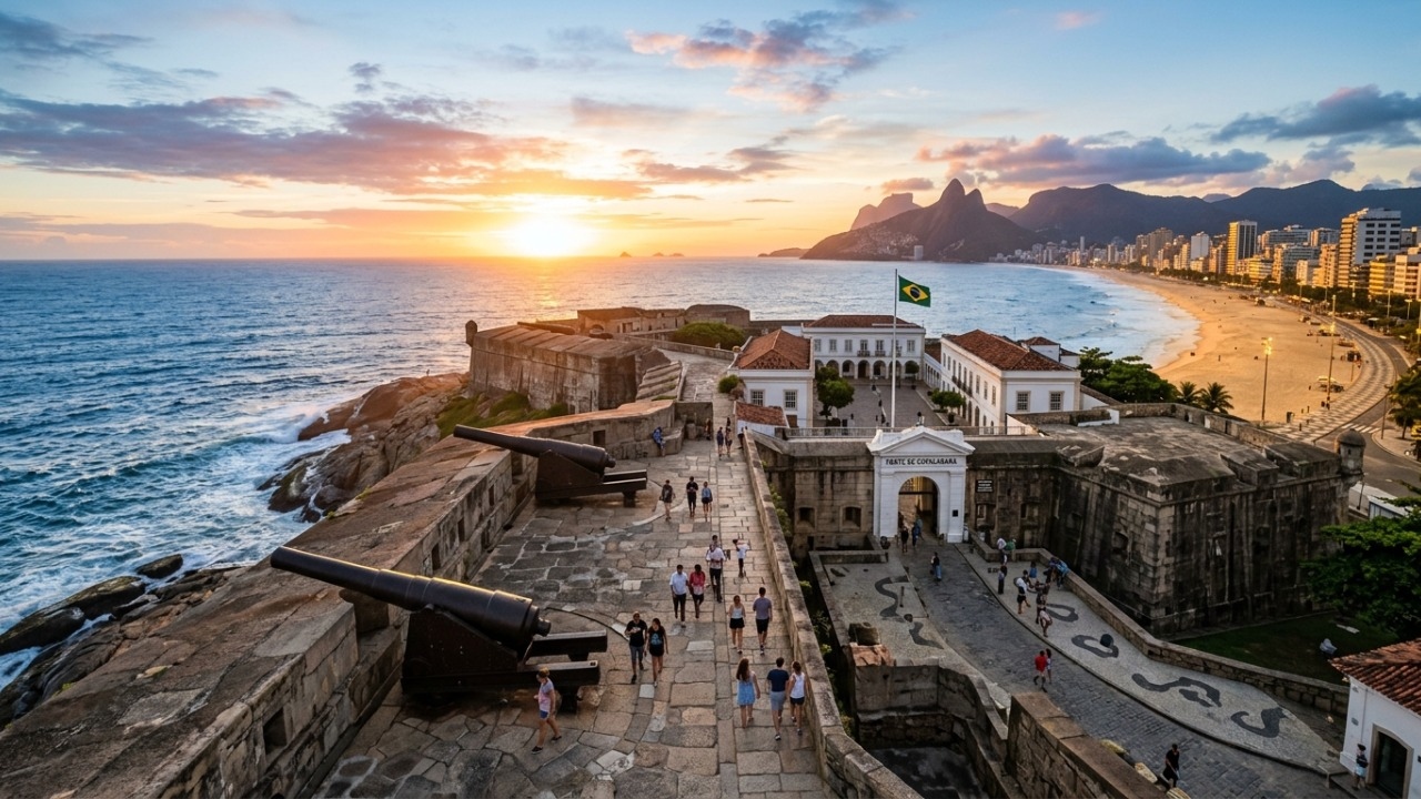 A impressionante fortaleza de 1914 com paredes de concreto de 12 metros de espessura que guarda os maiores canhões de artilharia da orla carioca