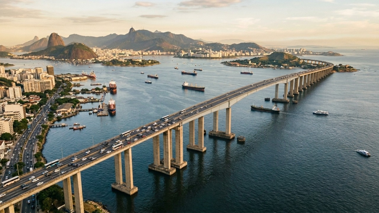 A monumental estrutura de 13,2 km sobre a Baía de Guanabara que desafia ventos de 100 km/h e ostenta o maior vão em viga reta do mundo