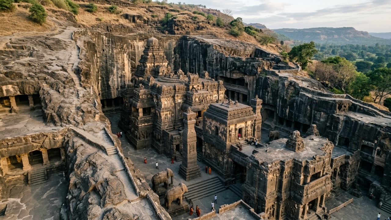 O templo de 30 metros escavado de cima para baixo em uma única rocha que parece desafiar a lógica da construção humana