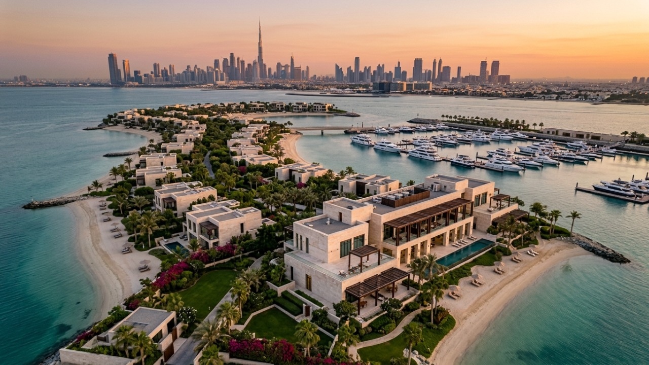 A impressionante ilha artificial de 158 mil m² em Dubai que foi moldada em formato de cavalo-marinho e abriga o santuário da joalheria italiana
