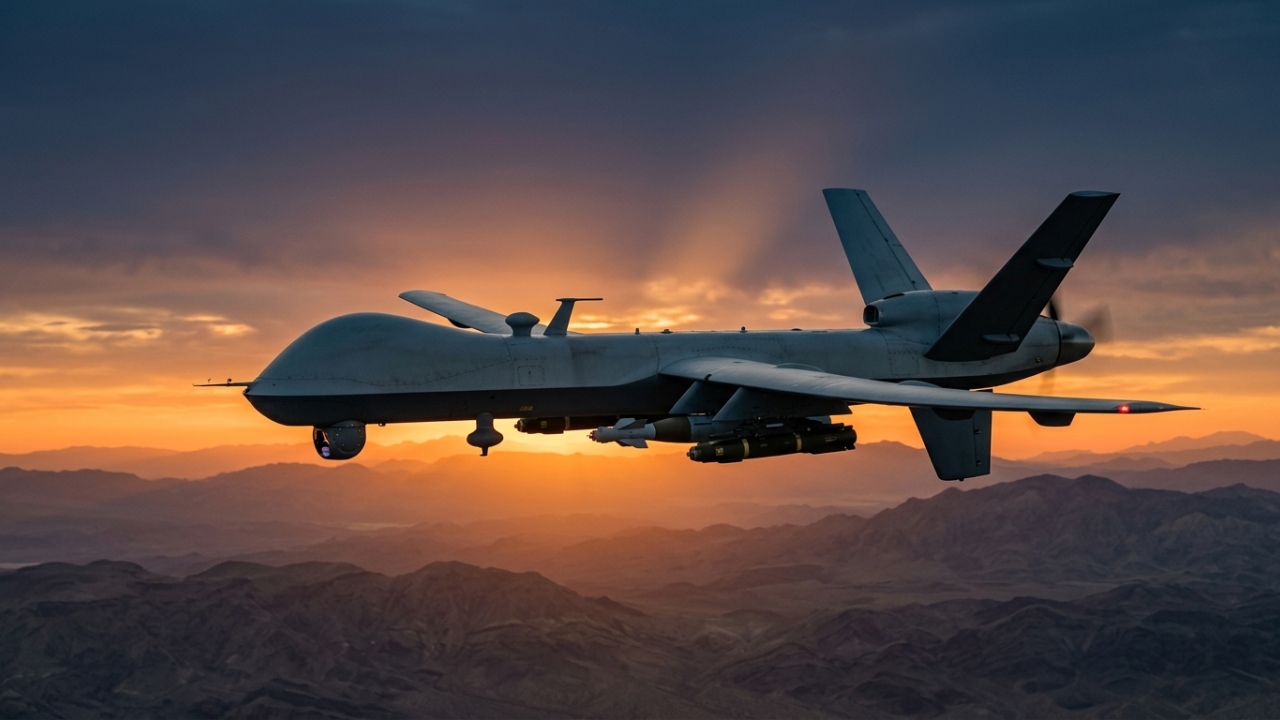 O drone MQ-9 Reaper opera por até 30 horas a 15.240 metros de altura e utiliza designação a laser para atingir alvos com precisão cirúrgica
