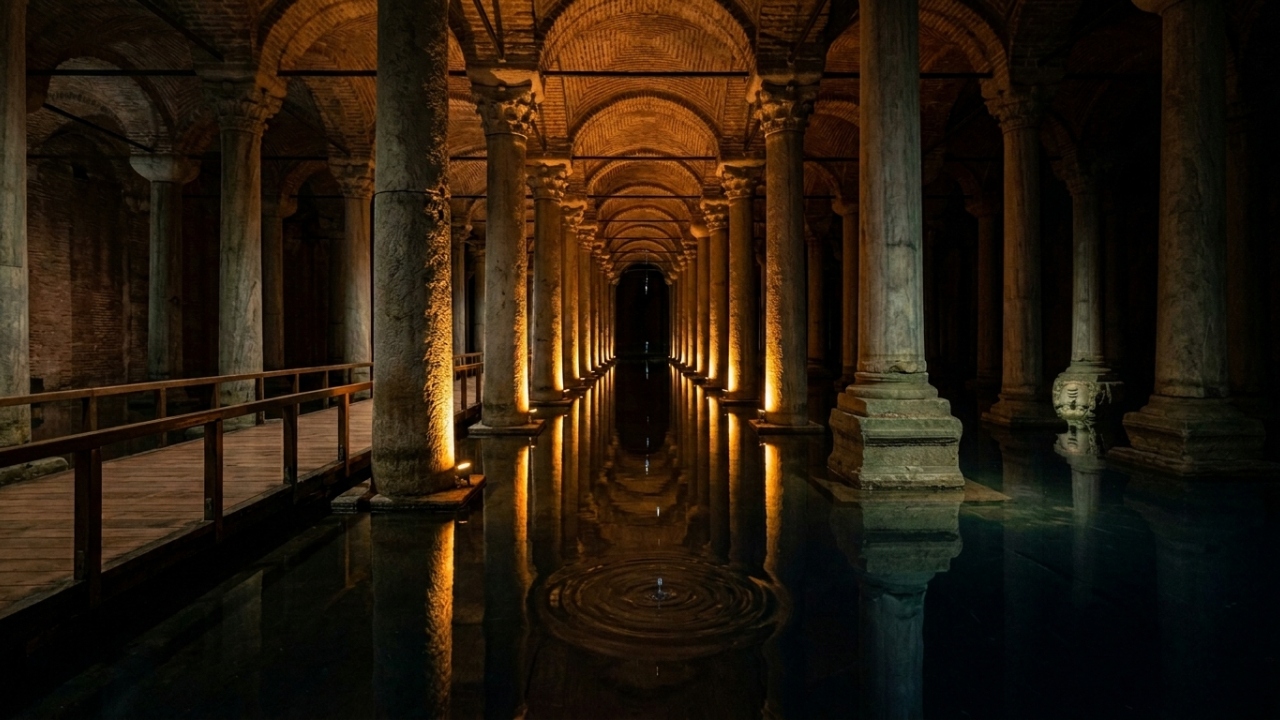 Escondida sob Istambul há quase 1.500 anos a cisterna com 336 colunas guardava até 80 mil m³ de água para sustentar um império