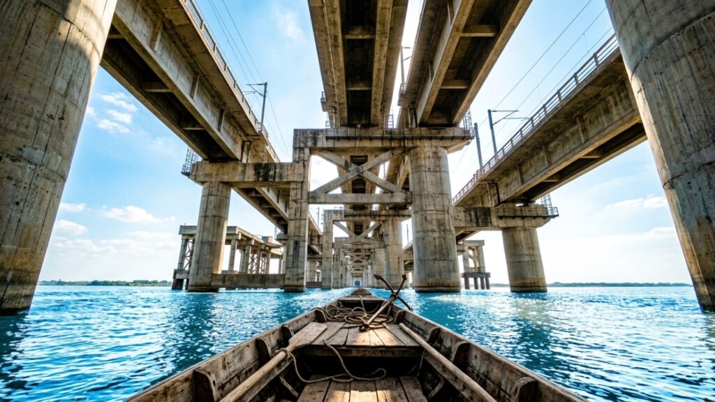 Com 164 km de extensão a ponte ferroviária mais longa do mundo atravessa rios, canais e arrozais para sustentar trens-bala na China