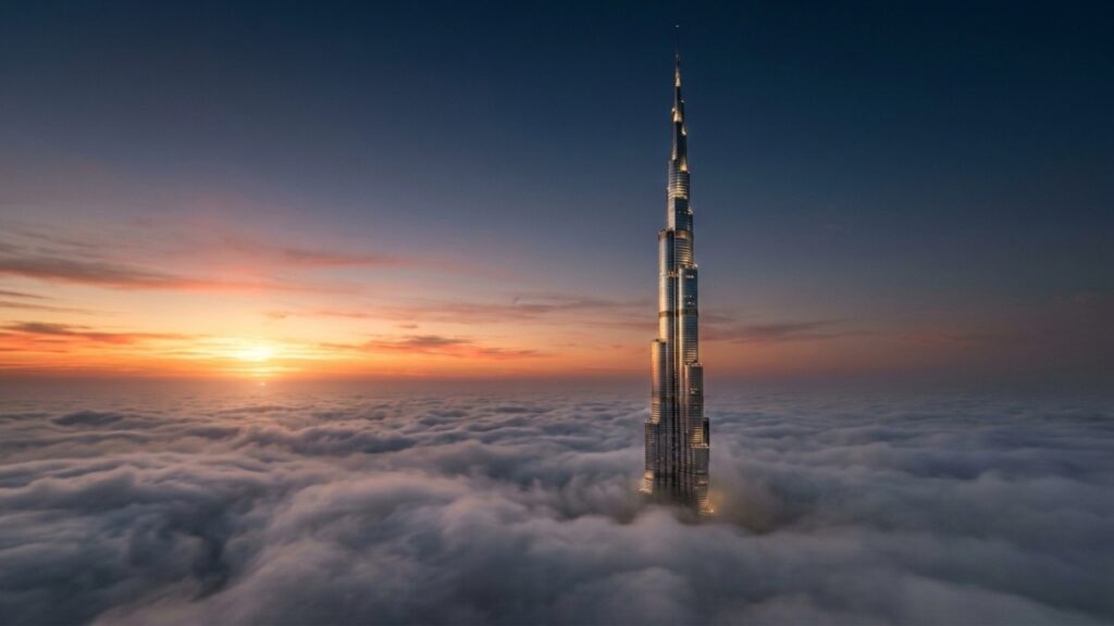 Com 828 metros de altura o Burj Khalifa transformou concreto, aço e vidro em uma cidade vertical que parece desafiar o deserto
