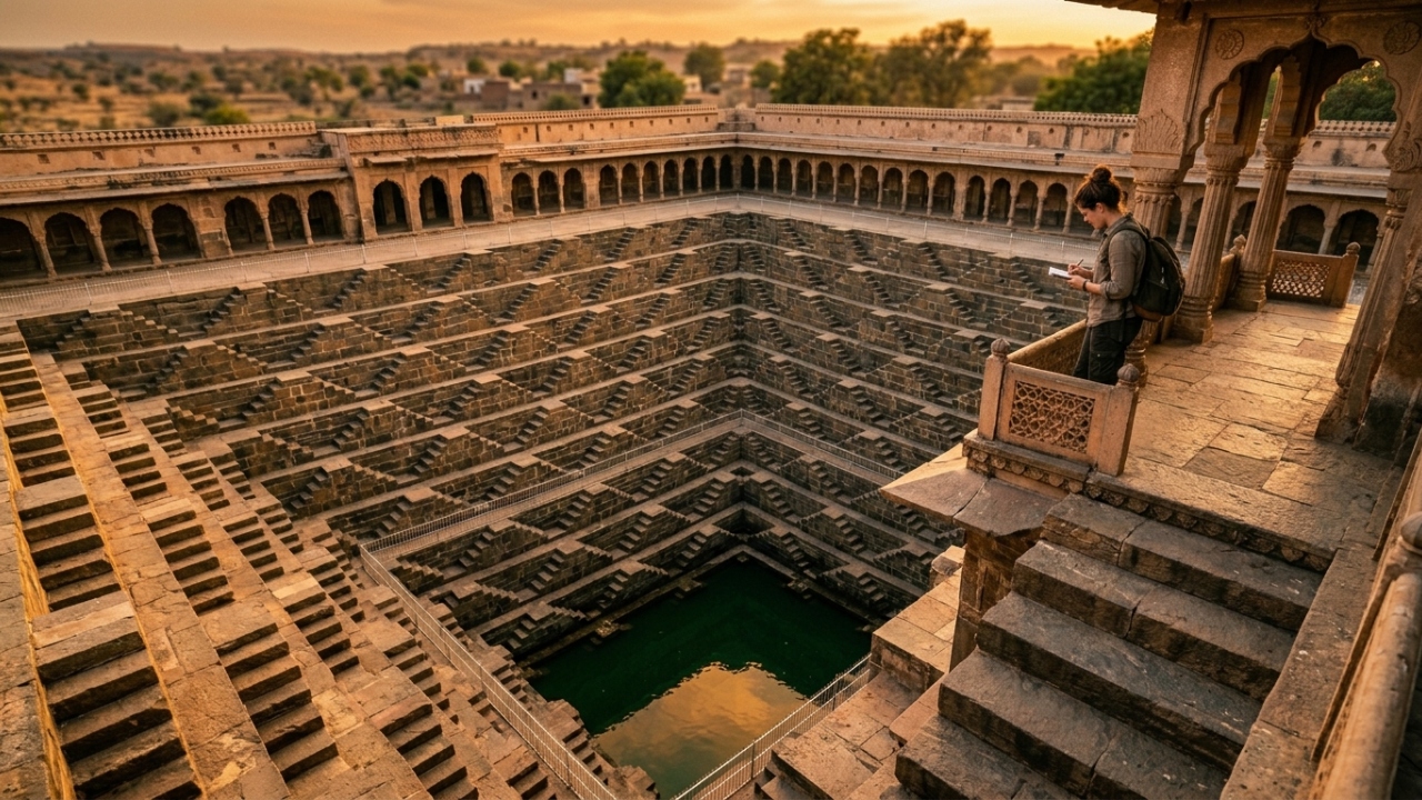 O labiríntico poço de 1200 anos composto por 3500 degraus perfeitamente simétricos que desce a 30 metros de profundidade