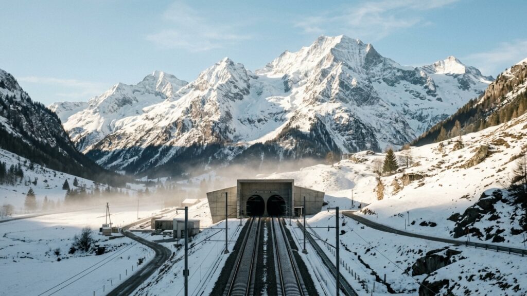 Com 57 km sob os Alpes o túnel ferroviário suíço atravessa montanhas por baixo e encurta a lógica do transporte europeu