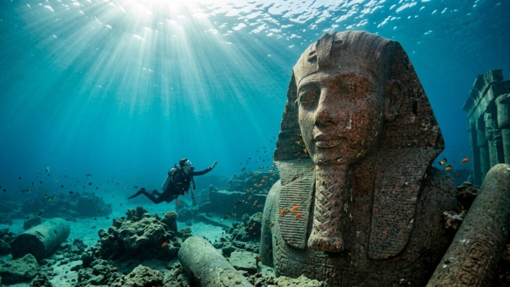 Mergulhadores localizam estátua gigante de deusa egípcia em porto submerso que desapareceu no Mediterrâneo há mais de mil anos