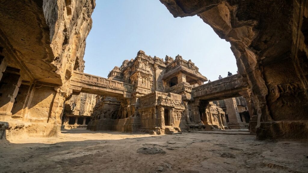 O impressionante templo de 1200 anos na Ásia que foi inteiramente esculpido de cima para baixo em uma única rocha gigante