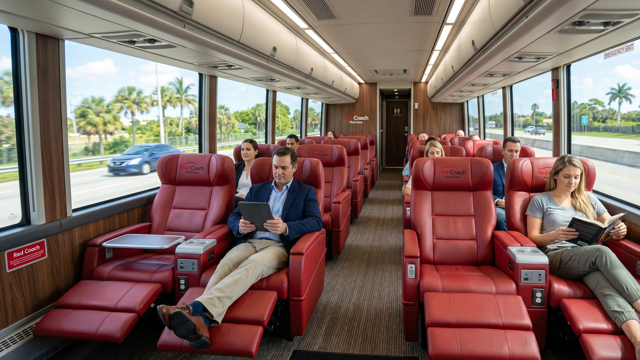 Equipado com apenas 27 poltronas de couro reclináveis em 140 graus, o veículo de turismo americano é a maior referência de conforto na Flórida