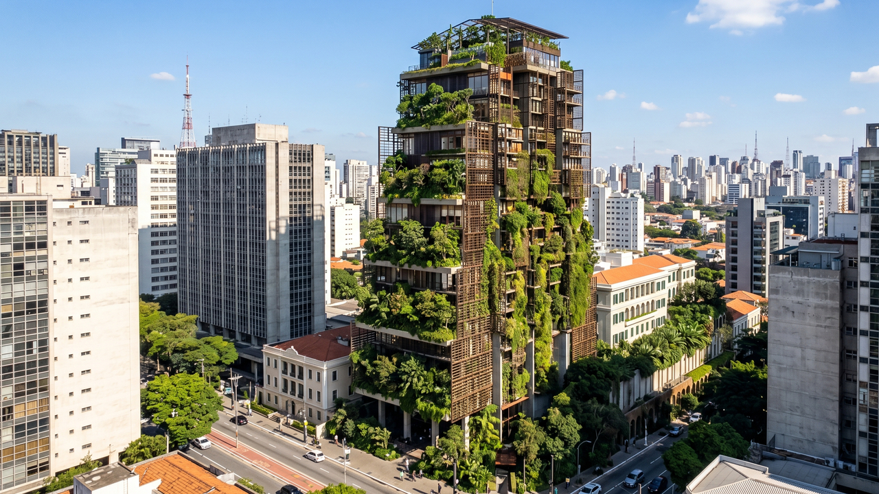 Com uma torre ajardinada e 160 quartos integrados a um prédio de 1904, o hotel virou o maior exemplo de arquitetura sustentável e luxo de São Paulo
