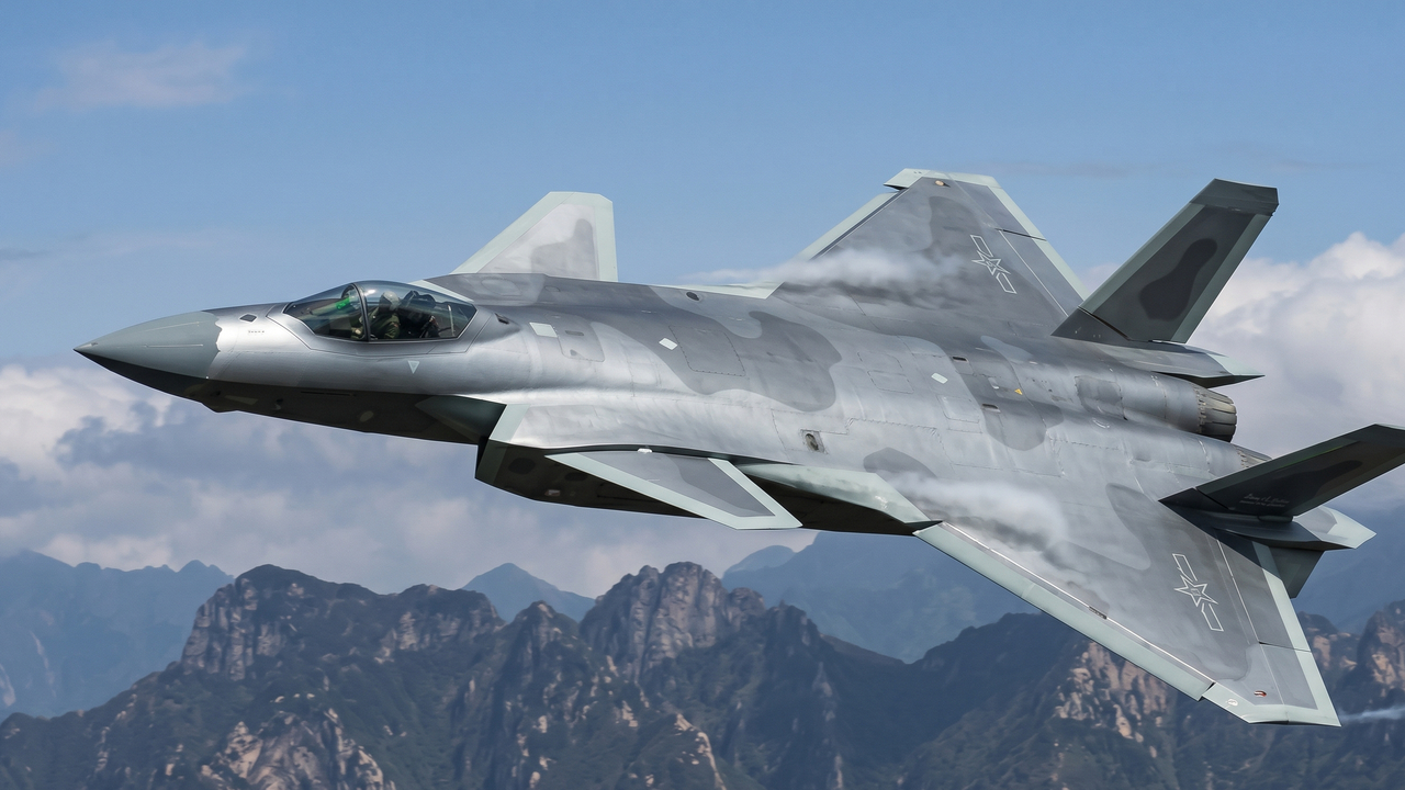 O caça de 5ª geração chinês J-20 utiliza configurações de canards e tecnologia furtiva frontal para desafiar a superioridade aérea em alta velocidade