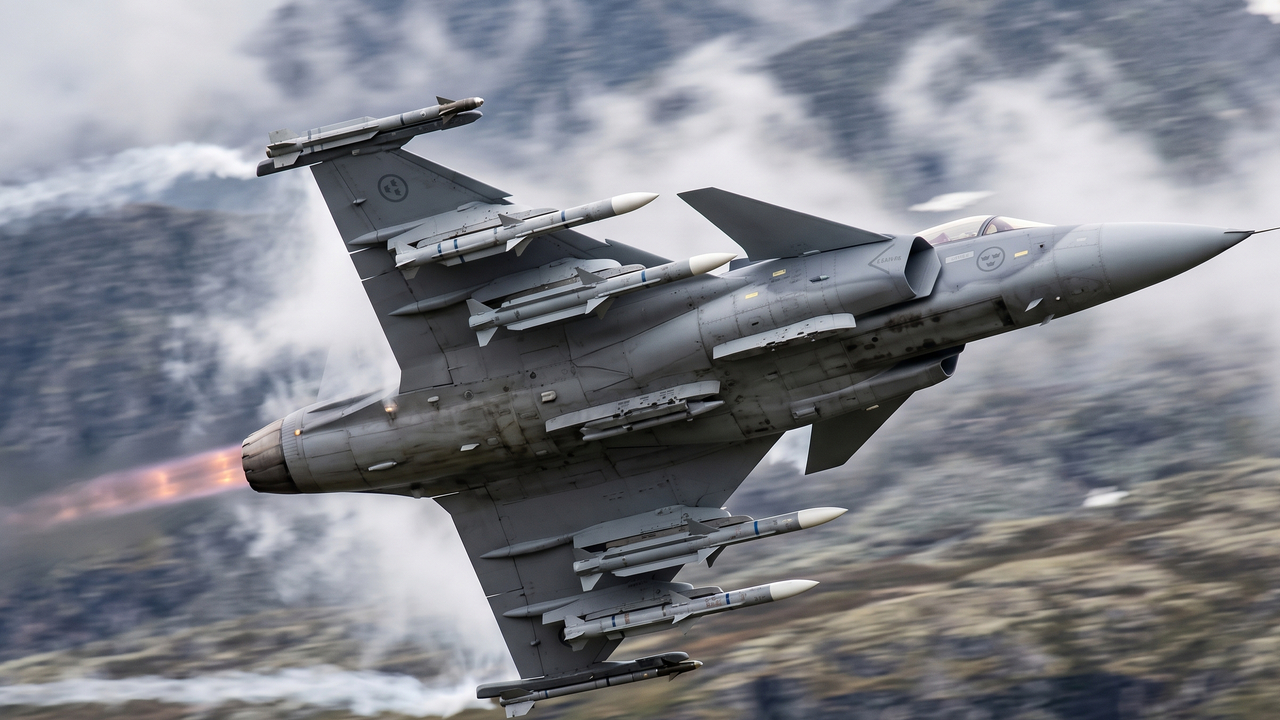 O caça sueco Gripen E atinge Mach 2 e possui radar AESA de ponta, sendo o novo padrão de guerra eletrônica para a força aérea brasileira