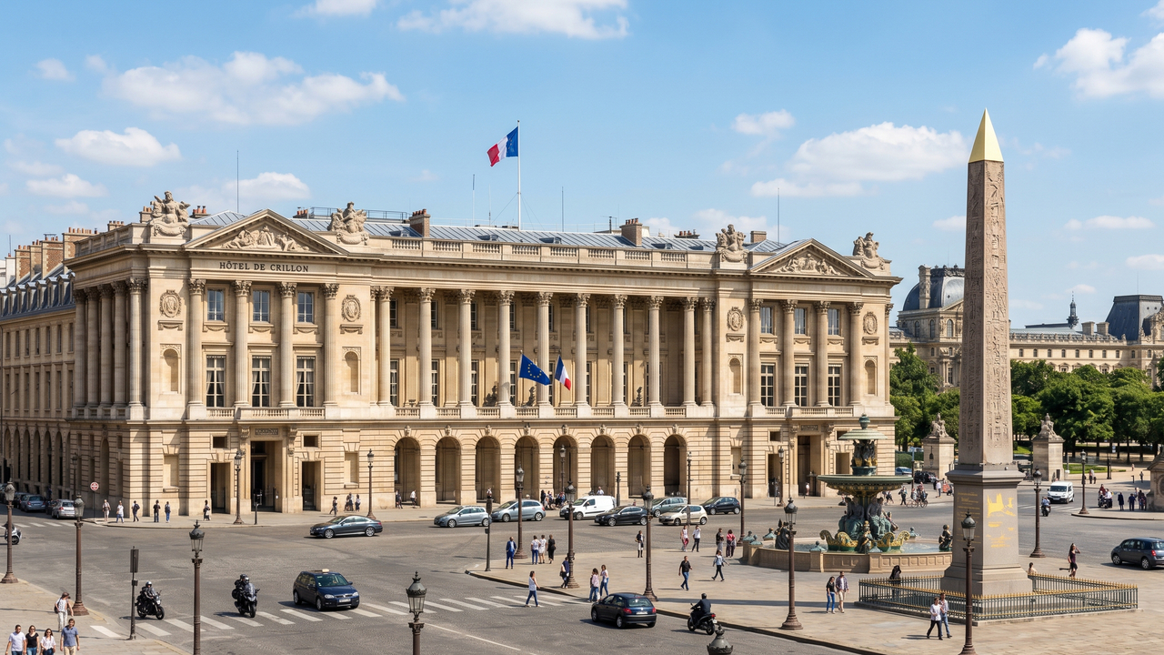 O monumental palácio histórico de 1758 com 124 quartos exclusivos que abriga séculos de história francesa na Praça da Concórdia