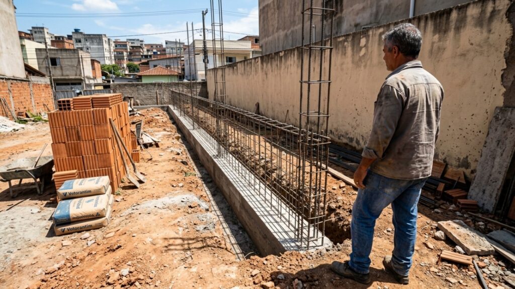 Quanto um pedreiro cobra para construir um muro simples de 20 metros