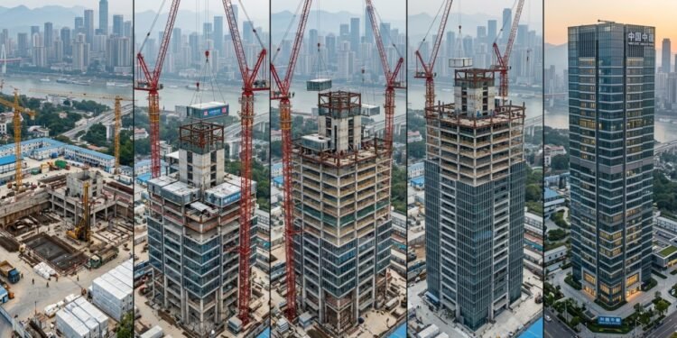 Torre de 26 andares erguida em cinco dias pela Broad Group Holon