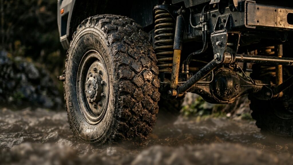 O robusto ônibus off-road blindado com tração 4x4 projetado para cruzar montanhas e áreas de desastre com 35 pessoas