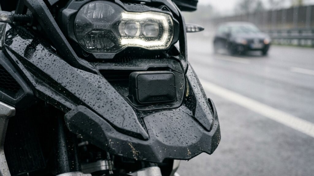 A lendária motocicleta aventureira da BMW esconde um radar no bico dianteiro capaz de prever o perigo no asfalto em frações de segundo