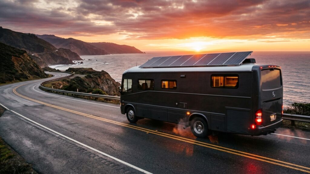 O ônibus convertido em motorhome transforma 12 metros de carroceria em quarto, cozinha, banheiro e estrada