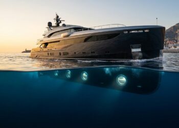 Iate submarino Nautilus mergulha no Mediterrâneo perto de Mônaco