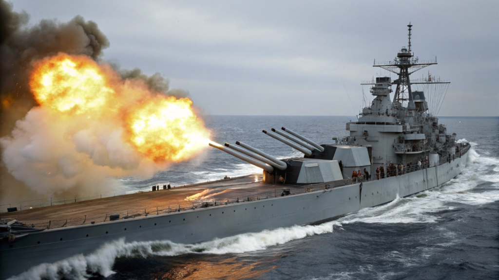 O USS Wisconsin disparou uma salva completa contra uma montanha na Coreia e fez ela sumir do mapa em segundos