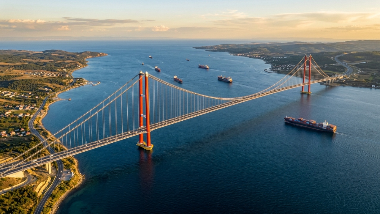 Com mais de 4.600 metros de extensão a ponte que liga a Europa à Ásia virou a maior estrutura suspensa do mundo e suporta ventos de furacão