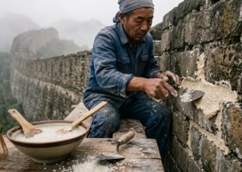 A química dos materiais revela que as muralhas seladas há 1500 anos com a antiga receita chinesa de sopa de arroz pegajoso não se tornam estruturas esfareladas pela chuva elas desenvolvem silenciosamente algo que a maioria dos cimentos industriais nunca conseguirá oferecer a capacidade molecular de fundir os blocos de pedra numa matriz impenetrável capaz de barrar terramotos e raízes de árvores