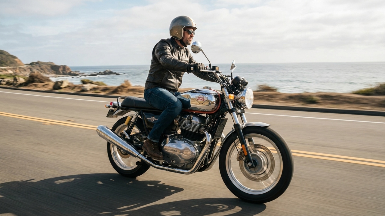A Royal Enfield de 648 cc mistura motor bicilíndrico, visual clássico e uma experiência que parece ter saído de outra época