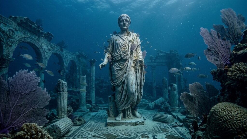 O porto romano submerso que revela como o mar apagou uma cidade inteira e preservou parte do império sob a água