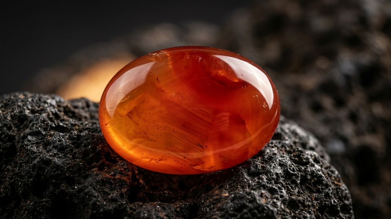 Esqueça o rubi, pois esta calcedônia avermelhada usada desde 3000 a.C. ganha sua cor intensa através do óxido de ferro na estrutura