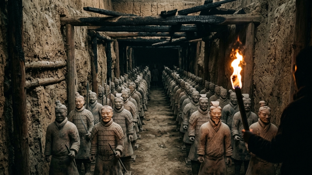 Descoberto por agricultores em 1974 o exército de terracota com milhares de soldados guarda o silêncio monumental do primeiro imperador da China