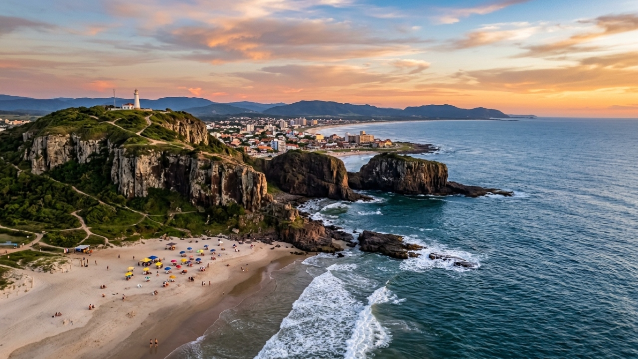 Falésias de basalto de 120 milhões de anos e balões coloridos sobre o mar: a praia gaúcha que entrou para um geoparque da UNESCO