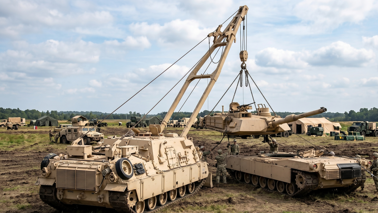 Projetado para rebocar 70 toneladas, o veículo blindado de recuperação Hercules é o gigante que resgata tanques em plena linha de frente